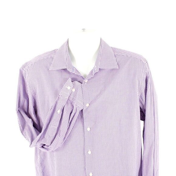 Joseph Abboud Pink Blue Check Large‎  Collared Dress Shirt Long Sleeve - Picture 1 of 9